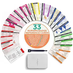 BadgeGuru  Badge Reference Cards - 33 Double Sided Nurse Badge Cards - 66 Cheat Sheets,  School Essentials,  Students,