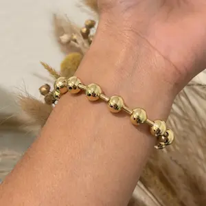 Ball Bracelet Sleek & Stylish 14K Gold Plated 8mm.