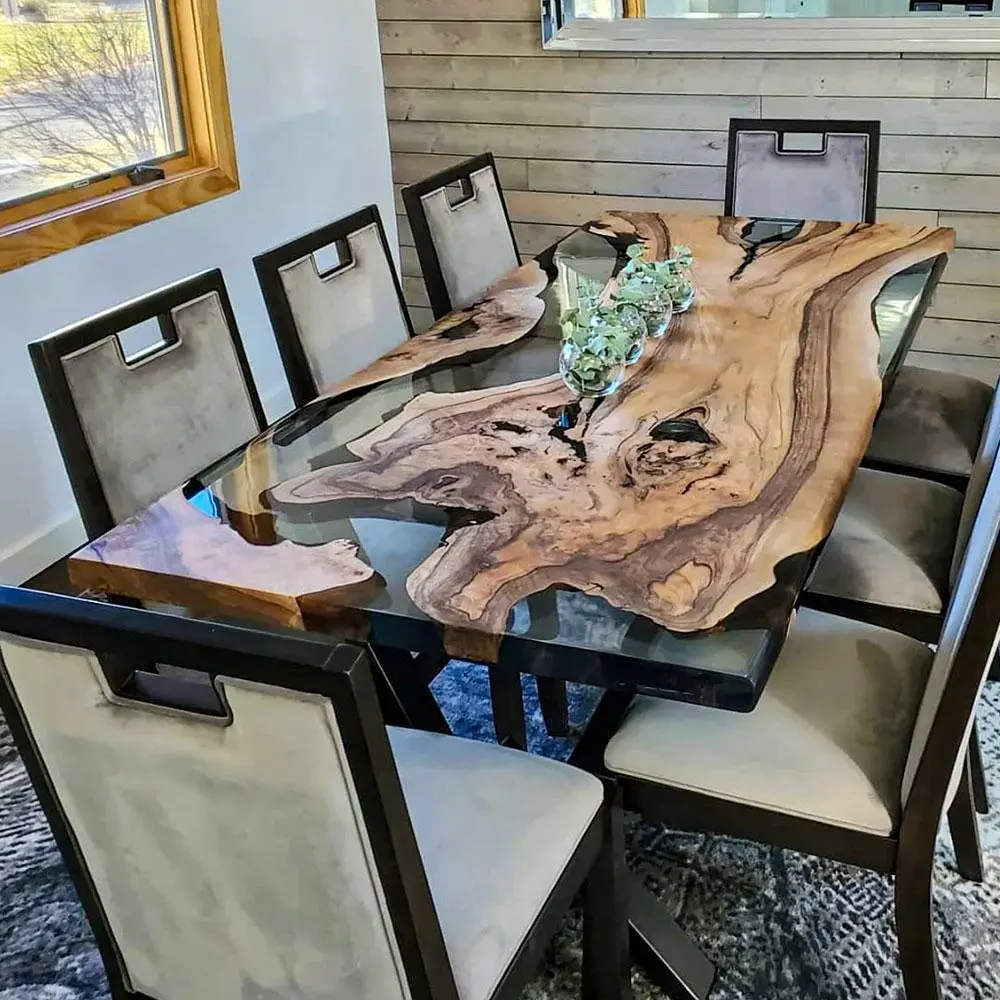 [BST014] Black Walnut Wood Epoxy Table custom epoxy river slab table, Executive Desk, Custom Large Epoxy River Table, Solid Wood Slabs Table, Large Computer Office Desk Workstation, Business Furniture for Home Office