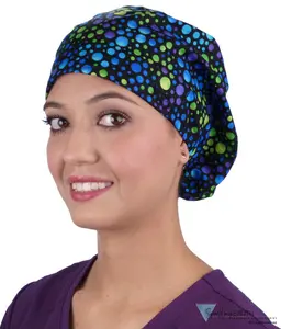 Euro Style Riley Comfort Scrub Cap - Blue, Green and Purple Dots