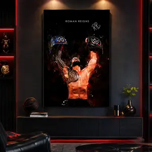 1 piece/set frameless canvas painting print poster, Canvas Prints, classic realistic style art, Modern cool design, Roman Reigns, a perfect gift for wrestling enthusiasts, ideal gift for bedroom, living room, mural, home decor