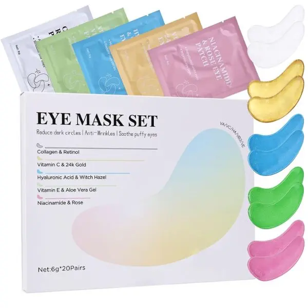Under Eye Patches for Dark Circles & Puffiness Eye Mask with Collagen Retinol Vitamin C Hyaluronic Acid Cooling Masks for Women Hydrating Skincare Spa Gift Set 20 Pairs