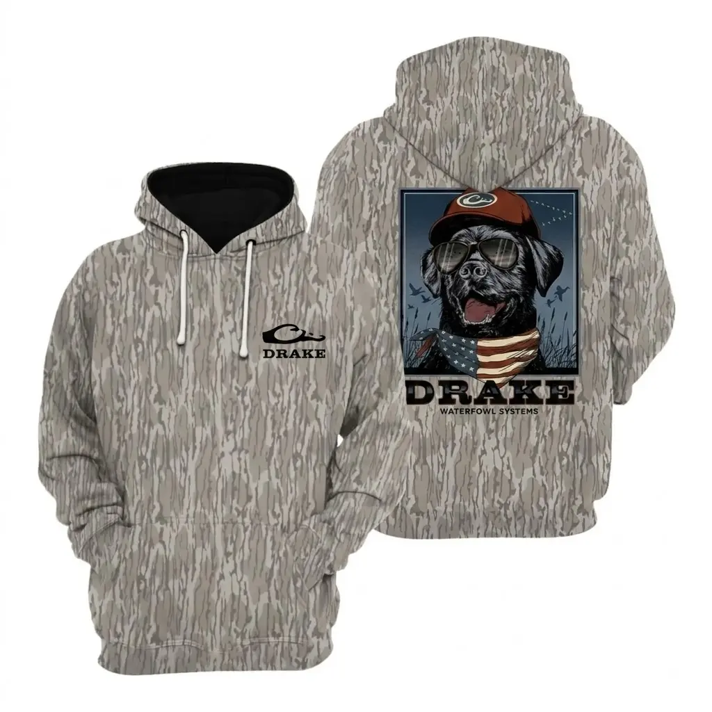 Men's Duck Hunting Hoodie, Mossy Oak Bottomland Camo, Fieldstone Hoodie, Casual Outdoor Pullover for Hunting, Camping & Everyday Wear