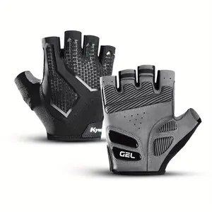 1 pair of short-fingered outdoor cycling gloves, suitable for both men and women. Comfortable, breathable bicycle gloves with adjustable design for sports and fitness.