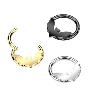 Bat Segment Ring Nose Hoop 16G Surgical Steel Bat Hinged Septum Clicker Rings Earrings Piercing Jewelry 5/16" 3/8"