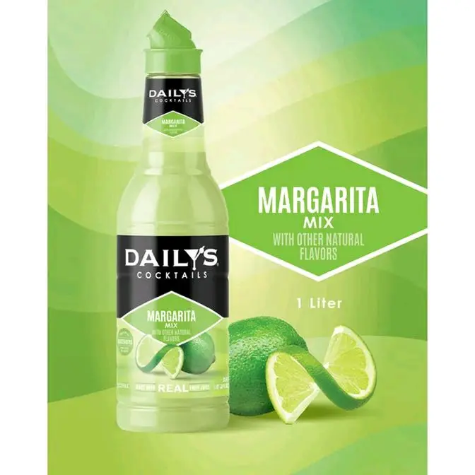 Daily's Lime Margarita Mix Concentrate, 1L Bottle, Room Temp Sugar Syrups & Concentrates, Low Fat Versatile Flavored Syrup Beverage for Parties, Ambient