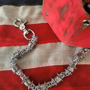 17in. Custom rolled United States quarter wallet chain with Polished steel rings.
