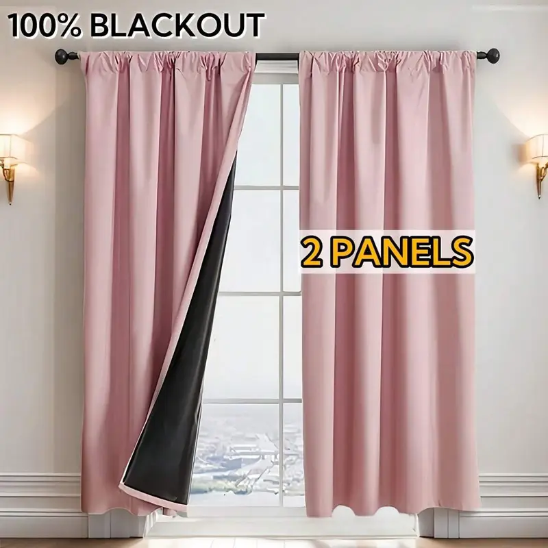2pcs Blackout Curtains for Small Windows, Rod Pocket Drapes for Bedroom Balcony Living Room, French Luxury Style Fabric Window Covering