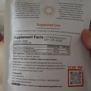 Product Review of Micro Ingredients Vitamin D3 K2 5000IU Softgels | Infused with Sunflower Seed Oil, Vitamin K2 MK7 + Vitamin D Supplement, Non-GMO, No Gluten from ** D**l **