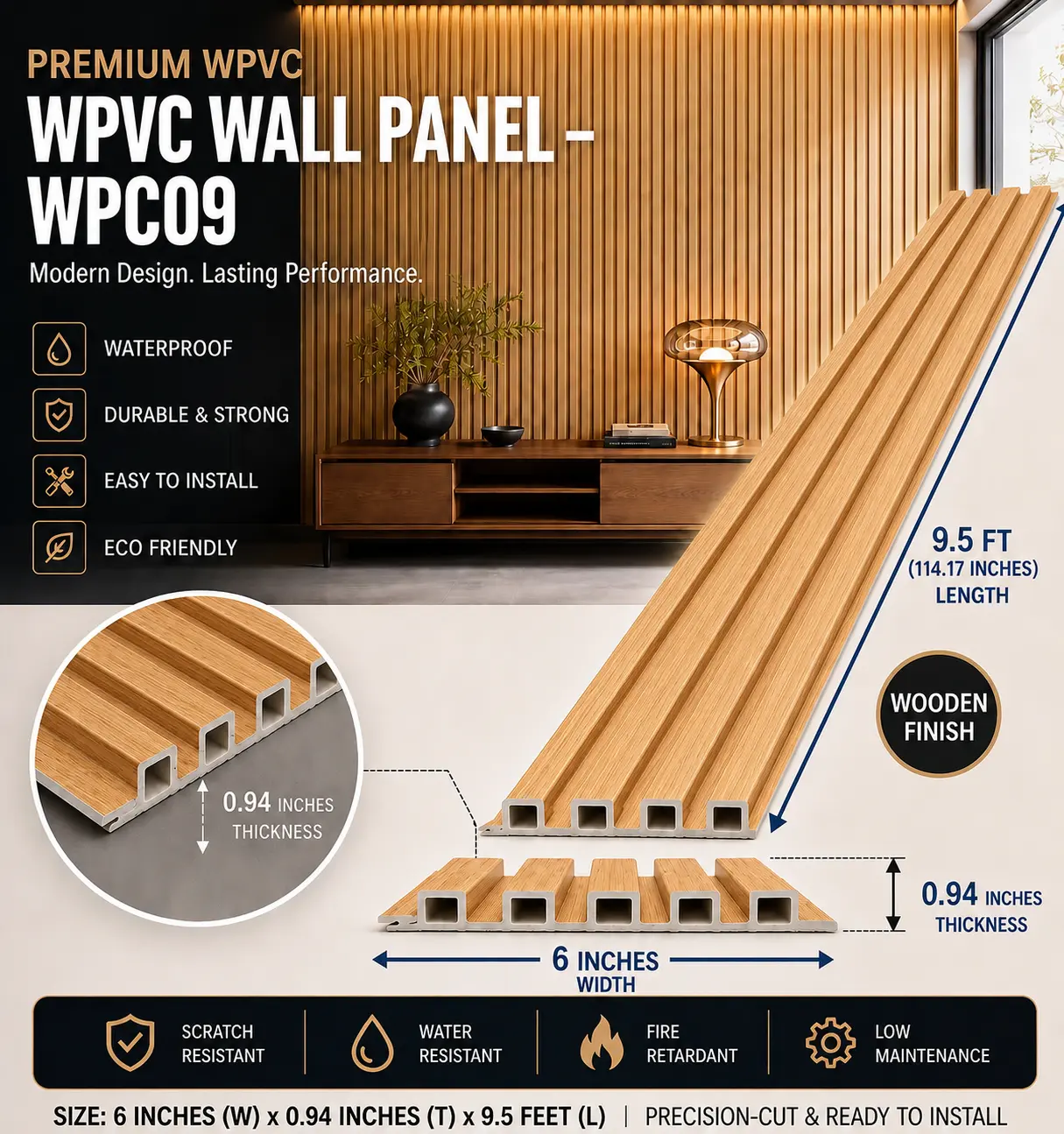 6 × 114.17 inches WPVC Wall Panel – WPC09