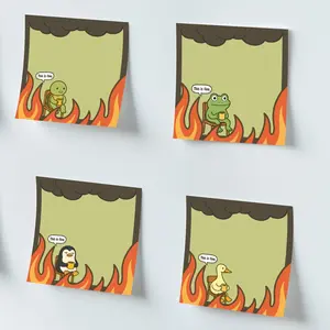 4pcs Funny "This is Fine" Sticky Notes, 3x3 Inch, 50 Sheets, Adhesive Office Note Pads and Funny Sticky Notes for School, Office and Home Supplies, Students and Teachers Gift, Waterproof Meme Sticker, Funny Stickers