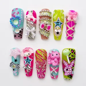 3D Y2k Playboy Cutie Kitty Charm Press On Gel Nails