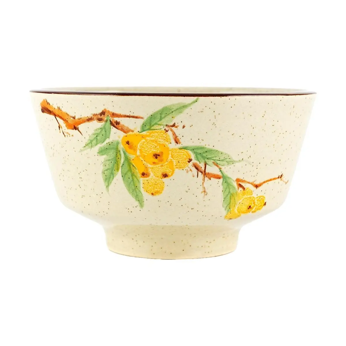 Golden Lion Vintage Ink Wash Ceramic Bowl - 12.7cm Loquat Design, 400ml Capacity, Retro Chinese Style Rice Bowl