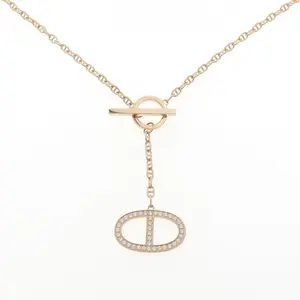 Hermes Chaine D'Ancre Contour 750 Pink Gold Diamond Necklace