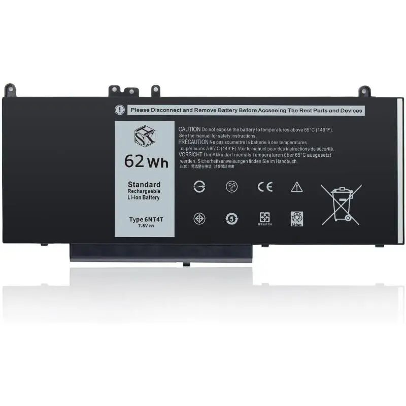 OEM Replacement Laptop Battery 7.6V 62Wh - 6MT4T, 7V69Y - High Safety, Includes Cell, Long Life for Multiple Laptops Dell Latitude E5470, E5570, Precision 3510
