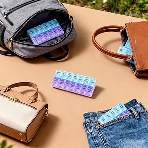 Daily Pill Box 7 Day, Large Travel Pill Case with 14 Compartment to Hold Medicine, Vitamin and Supplement