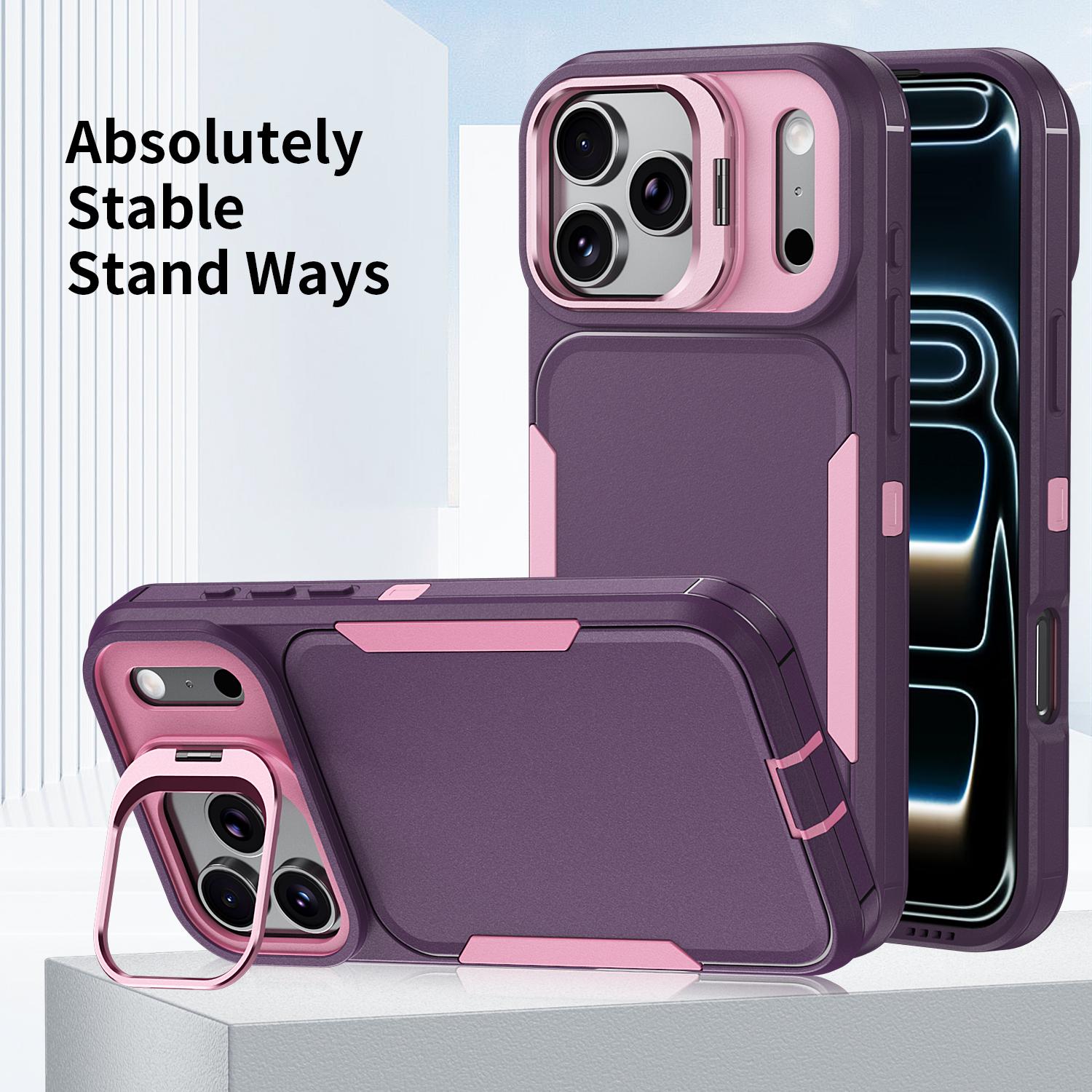 For iPhone 17 Pro Max 16 15 14 13 12 Case with Stand, Drop Proof 2-Layer Full Body Protection, Heavy-Duty Shockproof Protection, Rugged Phone Cover