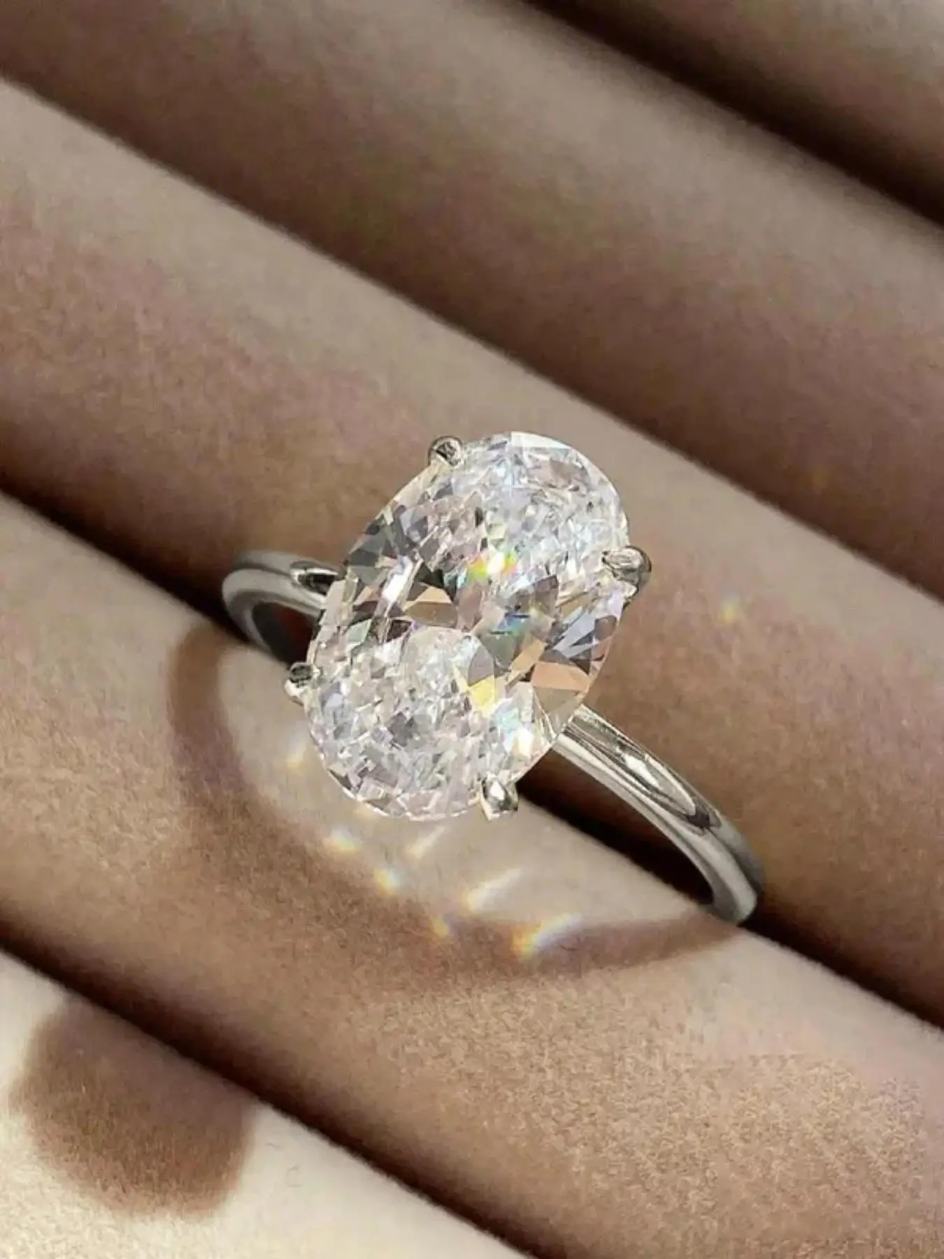 Women's Oval Zirconia Ring, 18k Simulated Diamond Engagement Ring, Elegant Jewelry Gift, Daily Wear, All Seasons, Elegant Everyday Ring, Jewelry Rings, Beautiful Rings