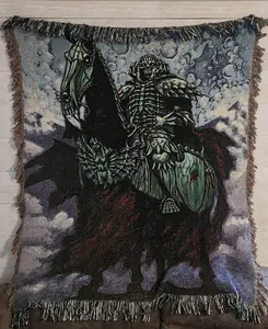 Berserk Skull Knight On Horse, Woven Blanket Tapestry, Kentaro Miura Art, Wall Hanging, Home Decor, Anime Gift, Griffith, Guts Woven Blanket Woven Blanket Woven Blanket