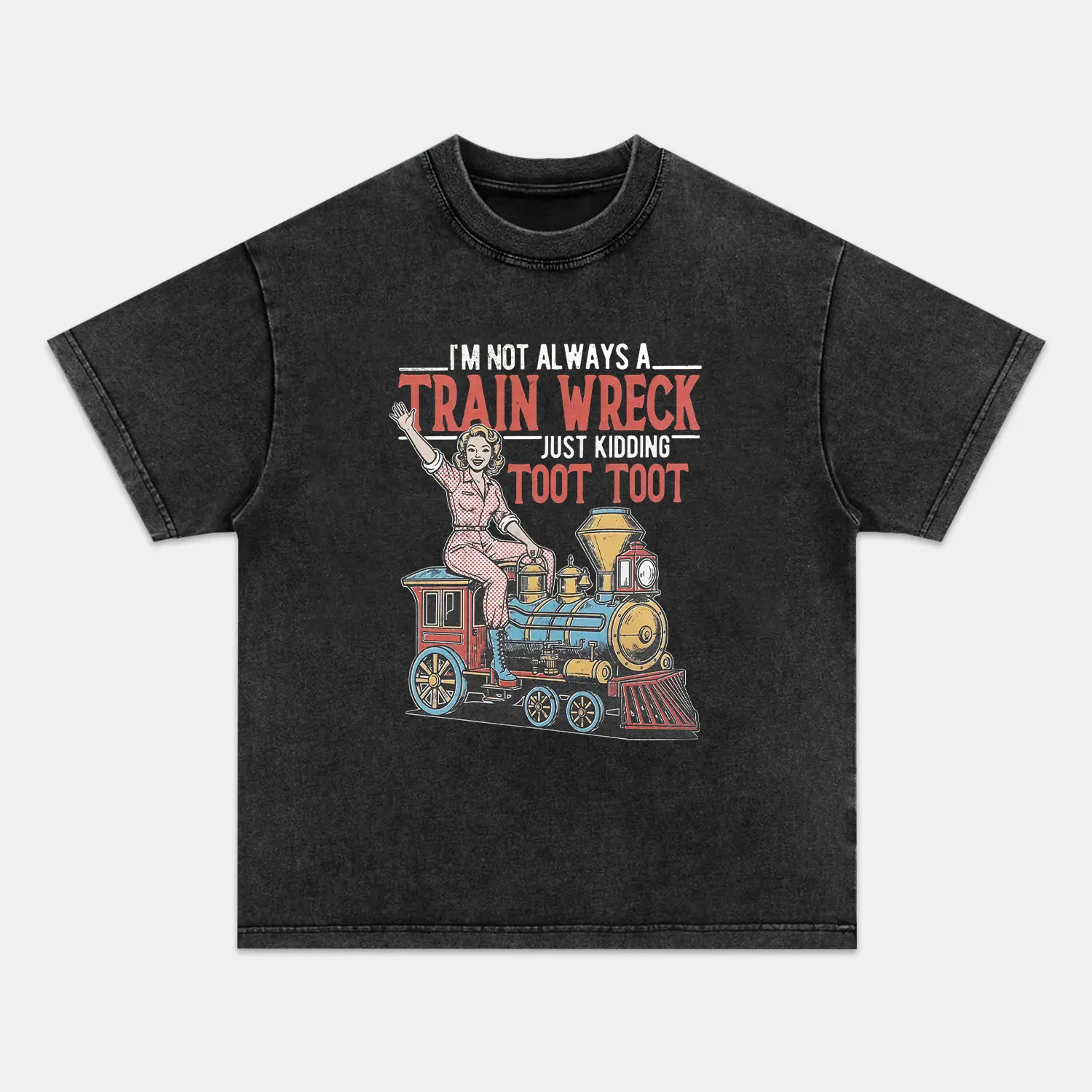I'm not always a train wreck T-shirt, Unisex Vintage Crew Neck Regular Fit Cotton Fabric Casual Comfort Breathable Short Sleeve Funny T-shirts Fashion Men&Women's Top for Streetwear 010907