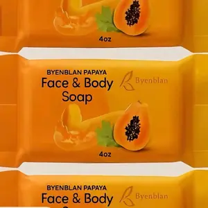 Byenblan Papaya Face & Body Soap Pack of 3 Gentle Daily Cleansing Bars Quick Absorbing for Clean Refreshed Skin