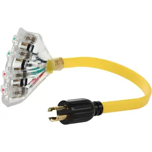 30 Amp NEMA L14-30/Four 5-20R Generator Locking Cord, 4-Prong 10 Gauge Cord to Household ,Generator Adapter, 125/250V 30 Amp 7500 Watts UL Listed, 1.5FT