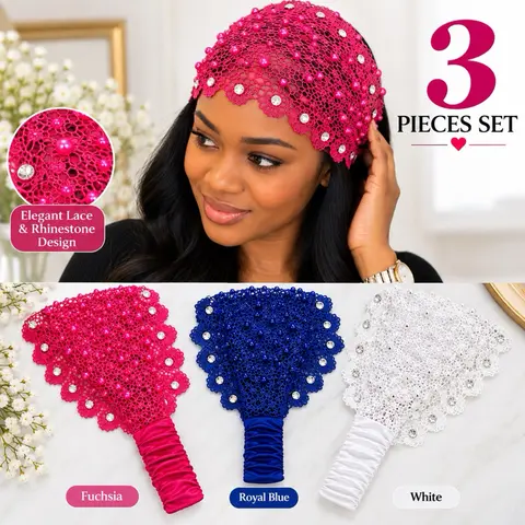 Boho Head Band New Model 3 Pieces Set with Beads and Rhinestones for Women's Fashion Accessories