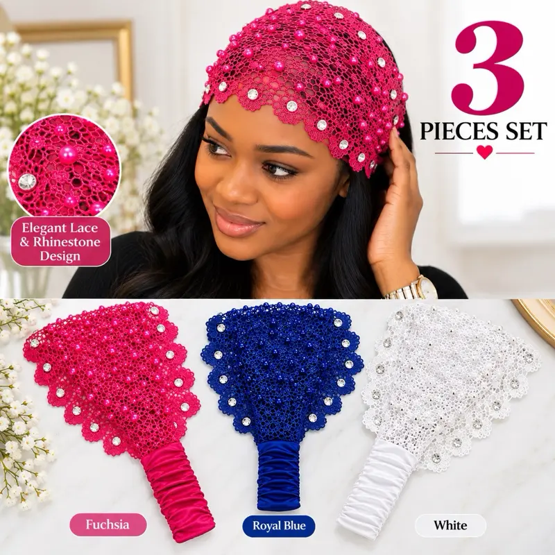 Boho Head Band New Model 3 Pieces Set with Beads and Rhinestones for Women's Fashion Accessories