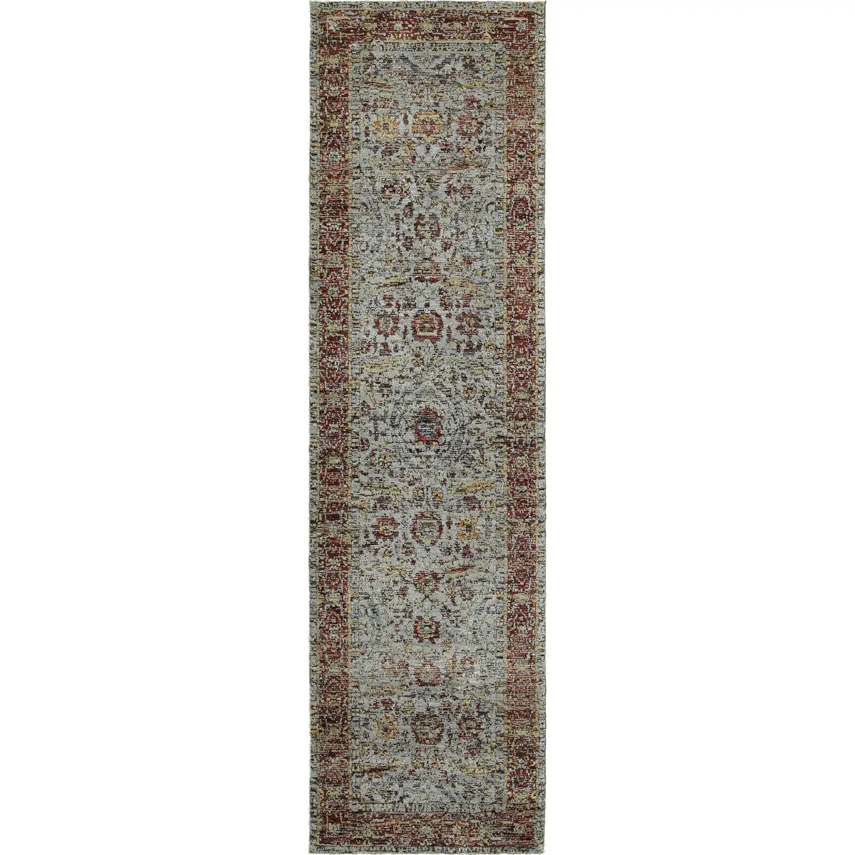 Oriental Weavers Andorra 7155A Traditional Colorful Runner - 2x8 ft, Blue/Red, Nylon/Polypropylene, Vibrant Traditional Runner, Traditional Colorful Runners, Vibrant Traditional Runners