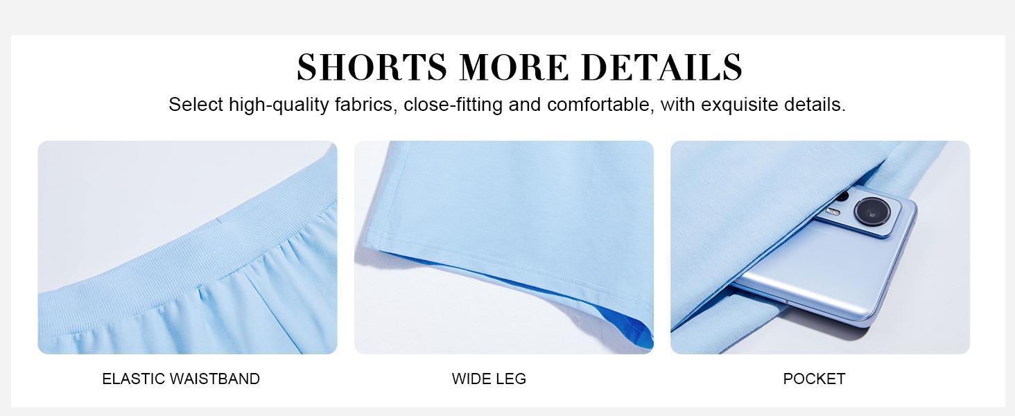 Imily Bela Womens 2 Piece Outfits 3/4 Sleeve Tops and Elastic Waist Shorts Lounge Sets Loungewear