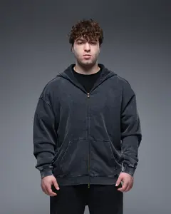 EKKO Oversized Terry Cotton Acid Wash Zip Up 100% Cotton