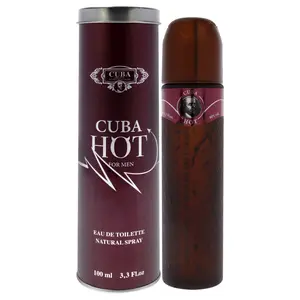 Cuba Hot Men's Eau de Toilette Spray - Single Item, 3.3 fl oz, Woody Aroma, Amber Warmth