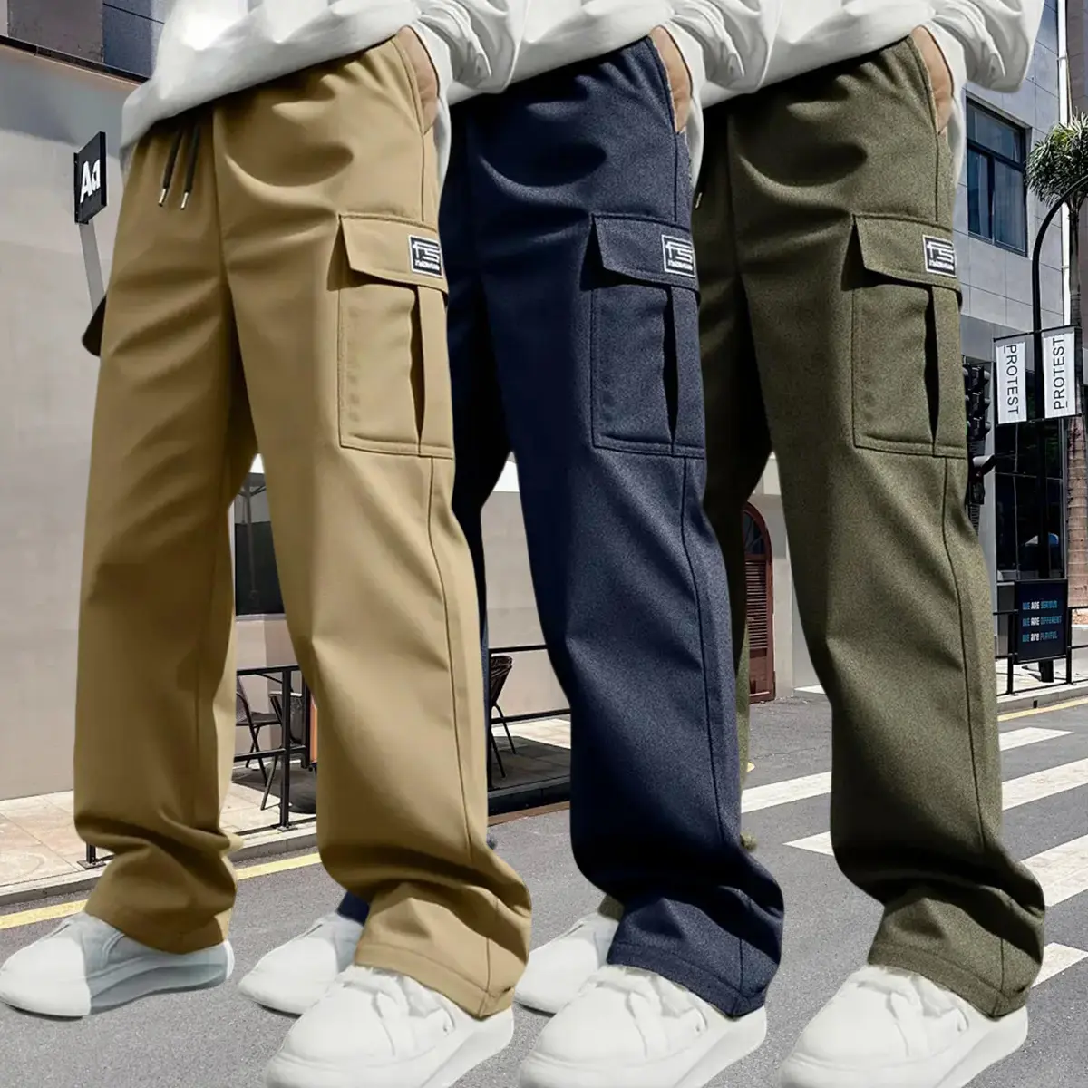 Khaki + Blue + Army Green