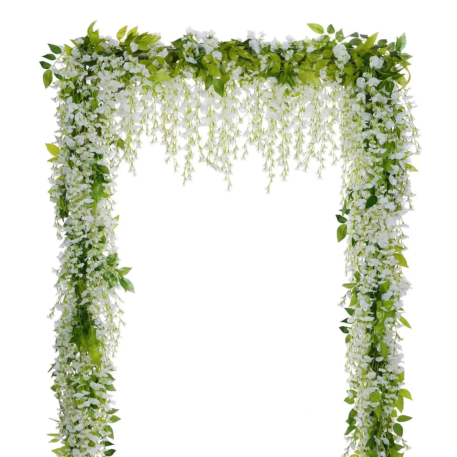 Wisteria Artificial Floral Flowers Garland, 4pcs 28.8ft Silk Hanging Vines, Outdoor Fake Flowers, Faux Flower Decoration, Home Garden Outdoor Ceremony Wedding Arch Decorative Decoration