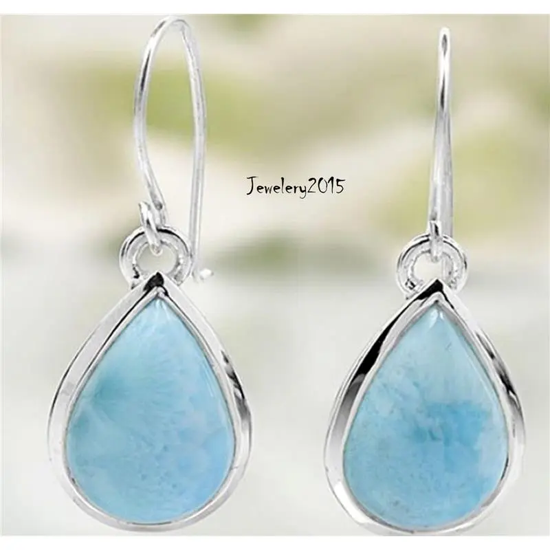 Wonderful Larimar Gemstone 925 Sterling Silver Handmade Earring Jewelry Sr264