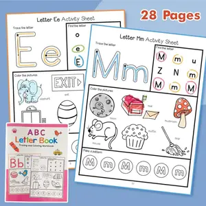 Children's English letter A-Z book, Tracing preschool books, uppercase and lowercase pen control training early education enlightenment book, thick paper durable, improving fine movements and letter recognition, English enlightenment, Teaching Supplies