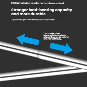 Adjustable Drill-Free Telescopic Tension Rod, Stainless Steel Hanging Rod, No-Damage Installation for Bathroom, Closet, Window & Room Divider