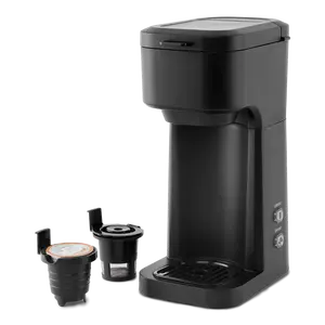 Mainstays Black Matte Dual Brew Coffee Maker, Single Serve, Auto Shutoff, 14 oz Reservoir