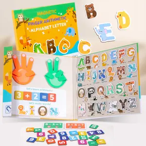 2 In 1 Preschool Learning Toys Educational Number Counting for Kids Portable Animals Magnetic Alphabet Letters Learning Board Homeschool Supplies for Math Manipulates and Learning Spelling