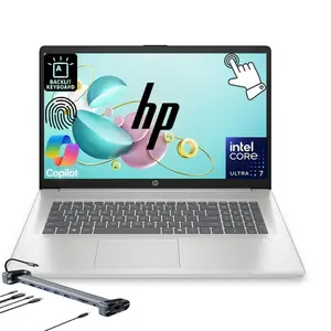 HP 17 Premium Business Laptop, 17.3" Touchscreen, Intel 12-core Ultra 7 255U, Windows 11 H, Backlit Keyboard, Fingerprint Reader, Silver (Intel Core Ultra 7 255U, Up to 16GB DDR5 |Up to 1TB SSD)