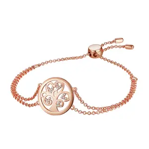 Rose Gold Tree of Life Bracelet for Women, 18k Gold Bracelet for Women, Adjustable Bracelets for Women, Anniversary Birthday Gifts for Women