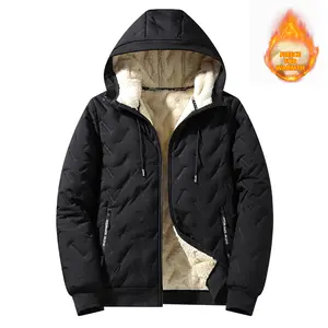 Men's Warm Fleece Jacket with Hood Zippered Pockets, Warm Thick Fabric for Menswear in Autumn and Winter,Regular Fit.