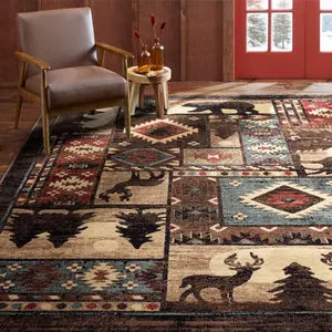 Bear & Tree Pattern Area Rug, 1 Count Non-slip Soft Floor Mat, Decorative Carpet for Home Living Room Bedroom Study Room