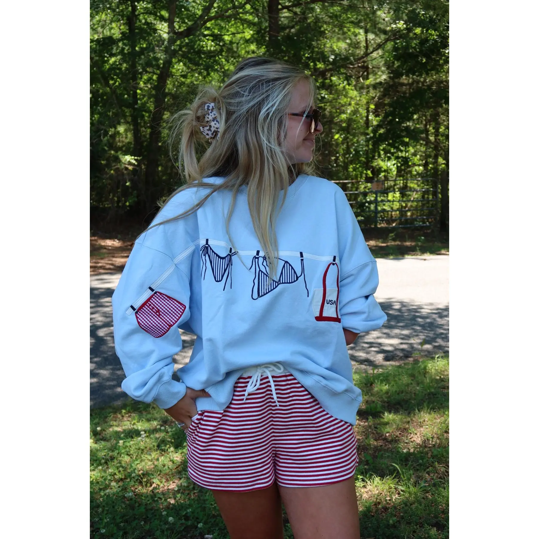 Embroidered USA Clothesline Sweatshirt