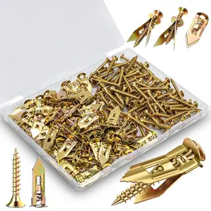 190 count Self-Drilling Drywall Anchors Kit, 95 Metal Sheetrock Anchors (0.47x1.18Inch) and 95 Zinc Expansion Screws (0.31x1.37Inch) for Sheetrock, Hollow Walls, No Drilling or Punching Holes in The Wal