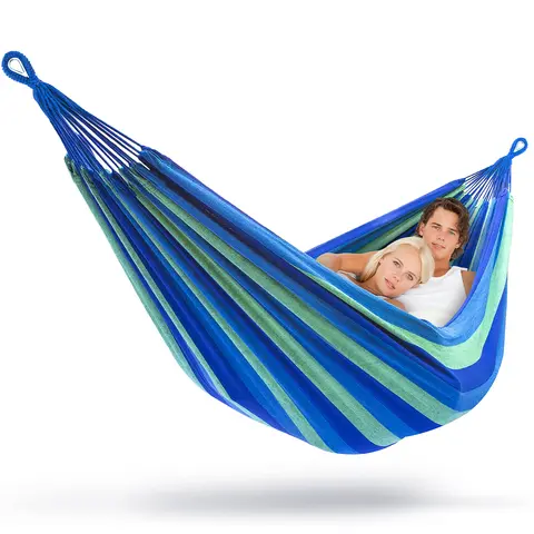 Sorbus Unisex Double Durable Cotton-Poly Backyard Hanging Swing Seat Hammock, 98x60 in High-Quality Canvas, Built-In Phone Pocket, Portable for Camping-Hiking, Multiple Colors & Styles