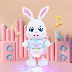 Interactive Rabbit Drumming Toy With Music & LED Lights, Electric Dancing Bunny for Kids, Animal Beat Drum, Baby Learning Toys, Fun Toy for Toddlers