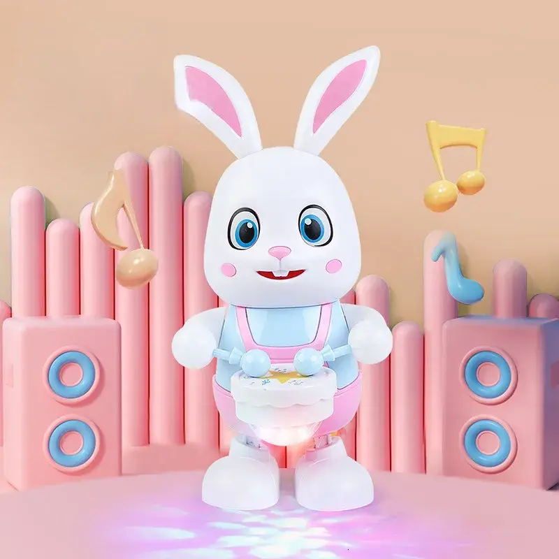 Interactive Rabbit Drumming Toy with Music & LED Lights, Electric Dancing Bunny for Kids, Animal Beat Drum, Baby Learning Toys, Fun Toy for Toddlers Smooth Durable