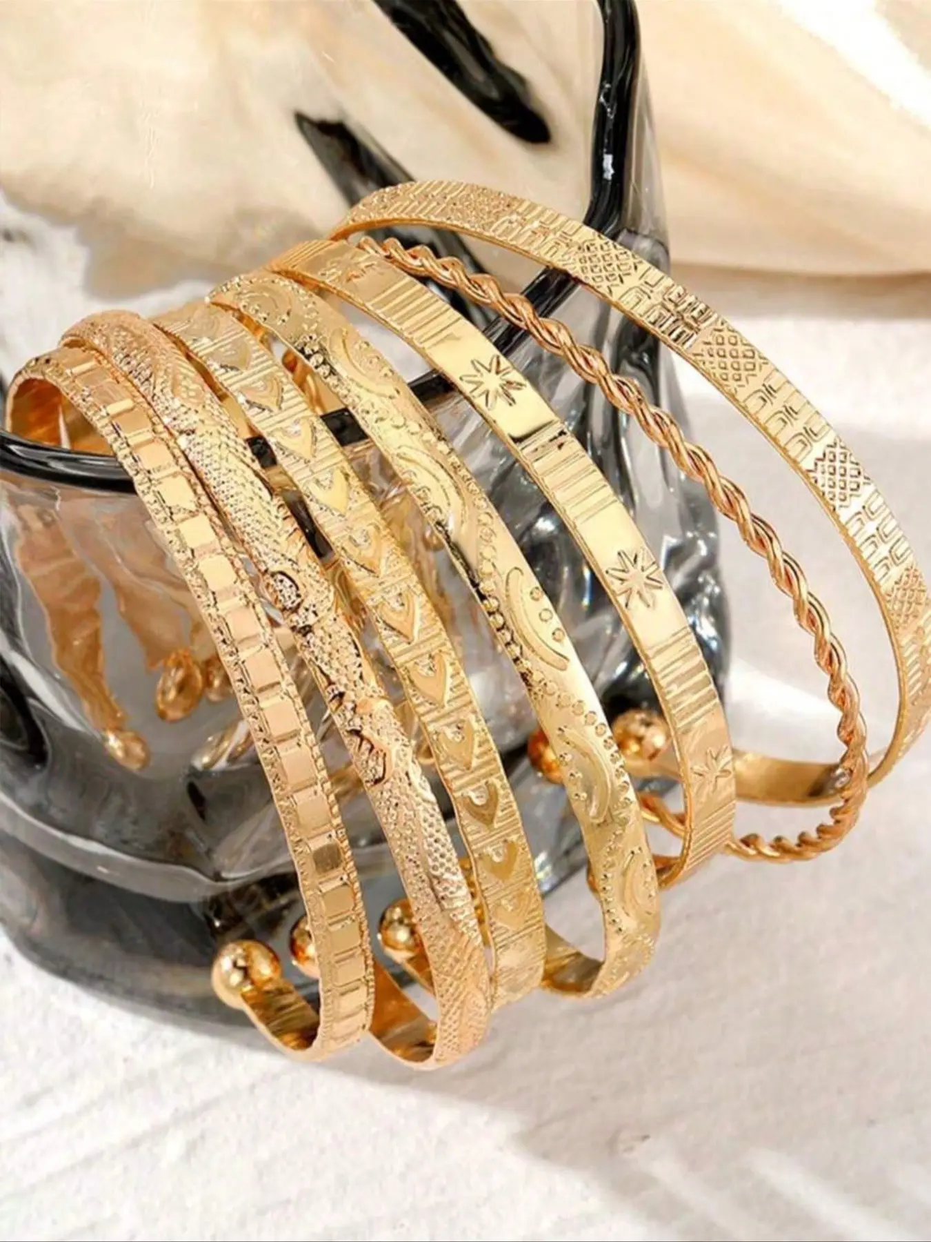 Gold Tone Women\'s Bracelet and Earrings Set - Gold Women ROSE GOLD Plated Crystal Necklace Earrings Bracelet  main image 2