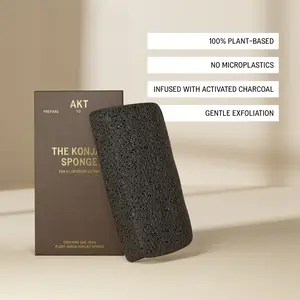 The Konjac Sponge by AKT London - 100% Plant-Based & Biodegradable - Activated Charcoal - Gentle Exfoliation - Plastic Free - Compostable